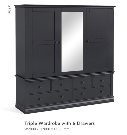 Bordeaux Triple Wardrobe - Charcoal