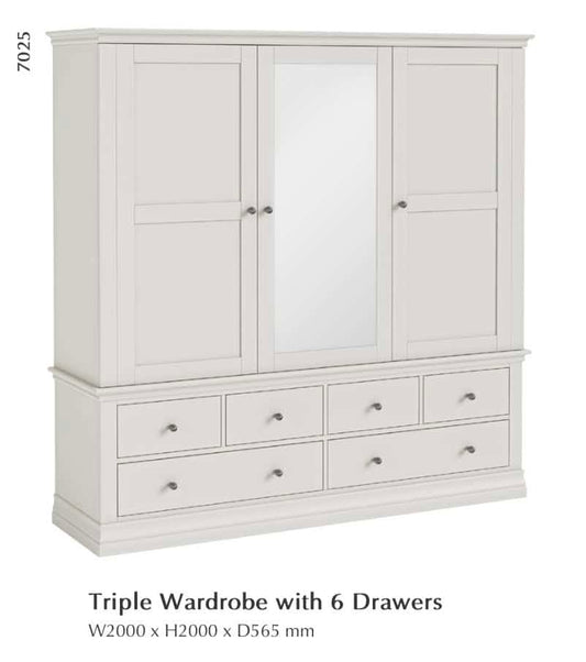 Bordeaux Triple Wardrobe - Grey