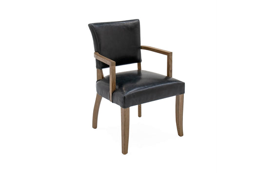 Duke Leather Dining Arm Chair - Ink Blue