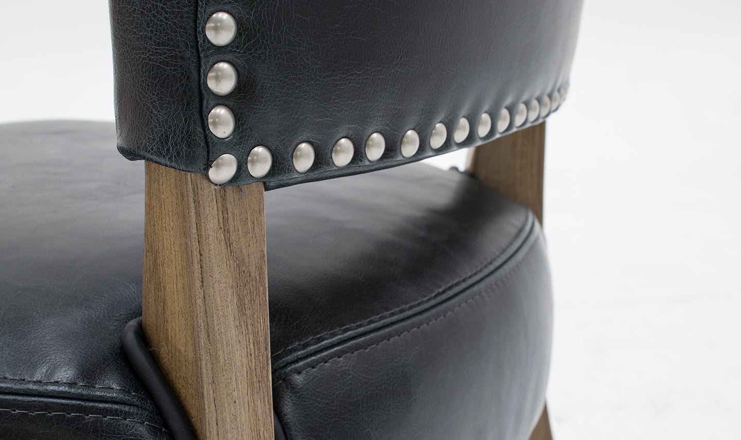Duke Leather Dining Chair - Ink Blue