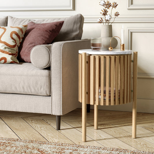 SOHO Marble Side Table With Door - Natural