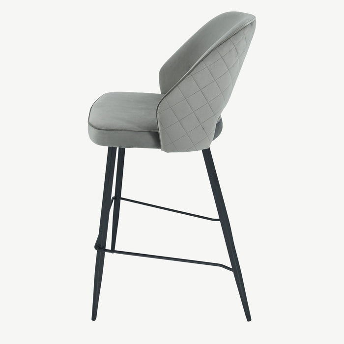 Sutton Bar Stool Grey/Silver Velvet