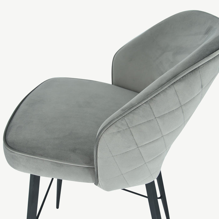 Sutton Bar Stool Grey/Silver Velvet
