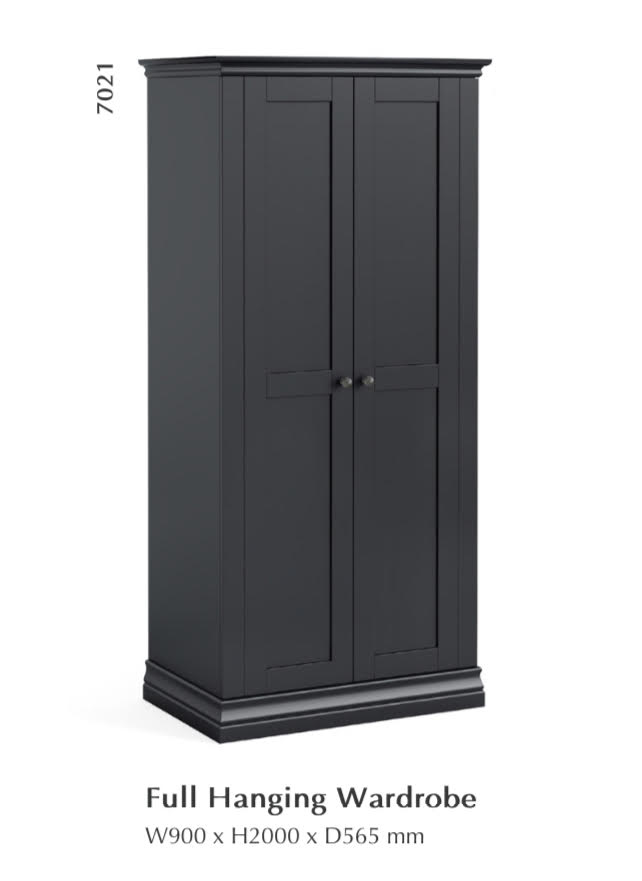 Bordeaux Full Hanging Wardrobe - Charcoal