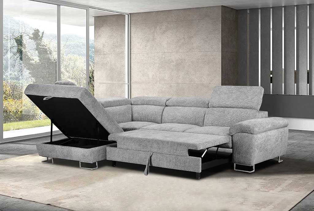 Roma Linen Corner Sofa Bed