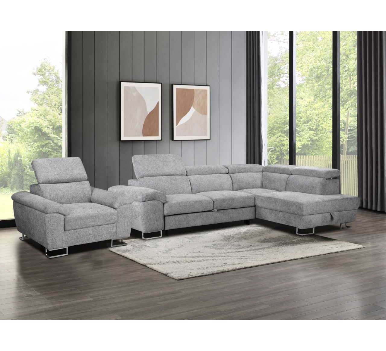 Roma Linen Corner Sofa Bed