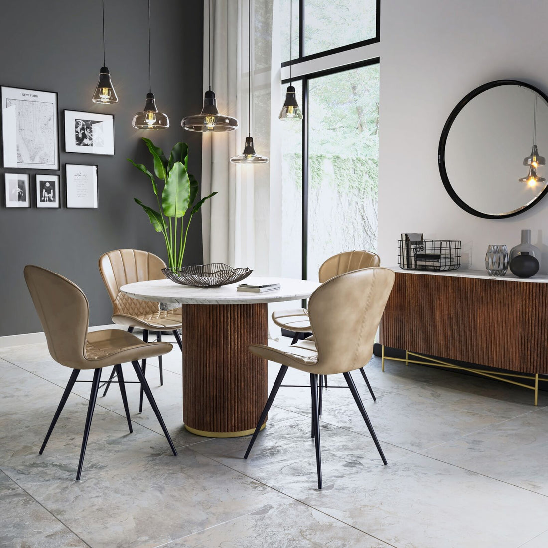 Harvard Round Dining Table - Marble Top – J Mccourt Furniture