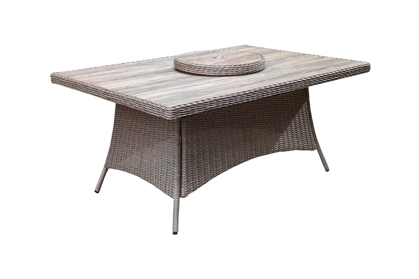 Luxury 6-Seater Rectangular Rattan Garden Dining Set with Lazy Susan & Premium Cushions