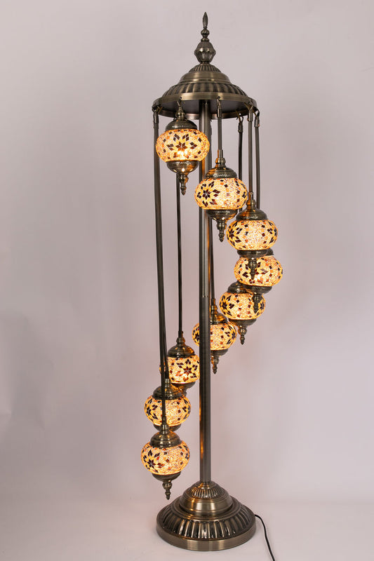 9 Globe Moroccan Floor Standing Lamp (Gold Stars)