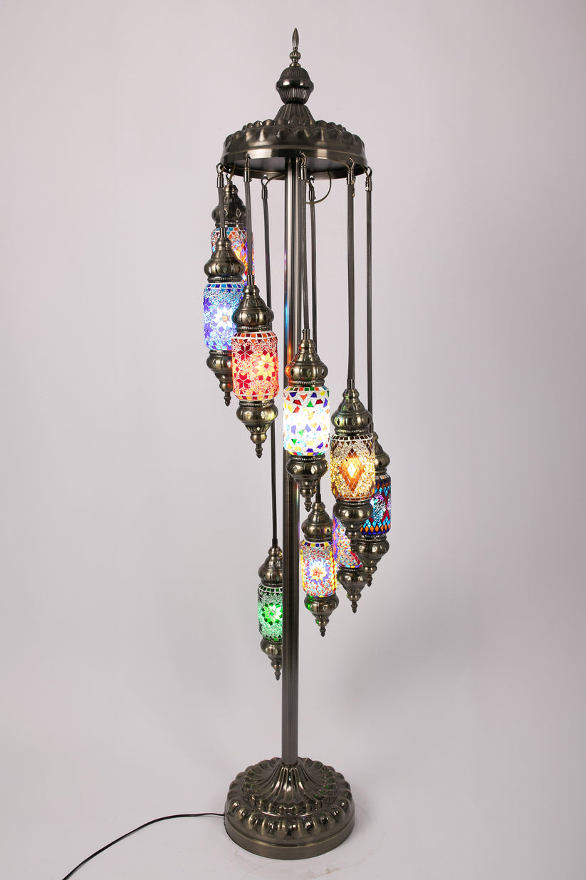 9 Lantern Moroccan Floor Lamp (Multicoloured Mixed)