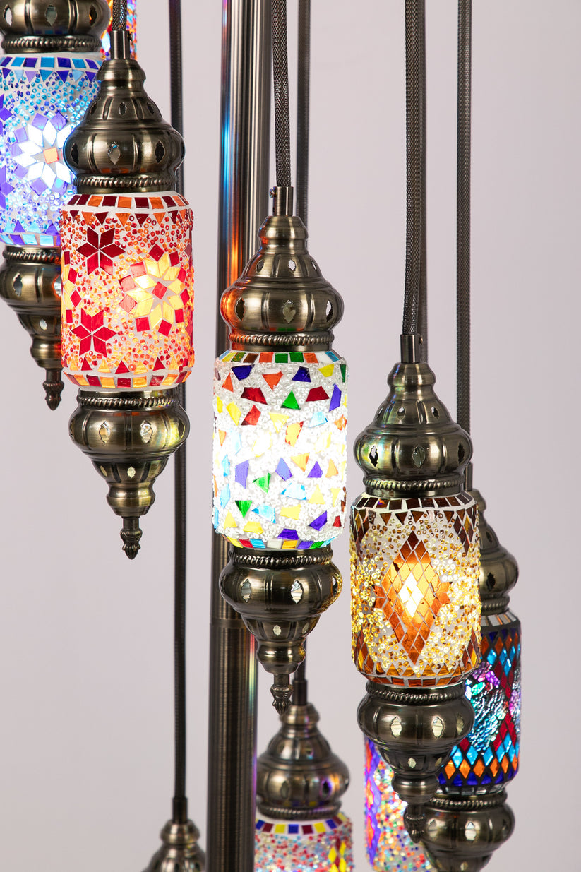 9 Lantern Moroccan Floor Lamp (Multicoloured Mixed)