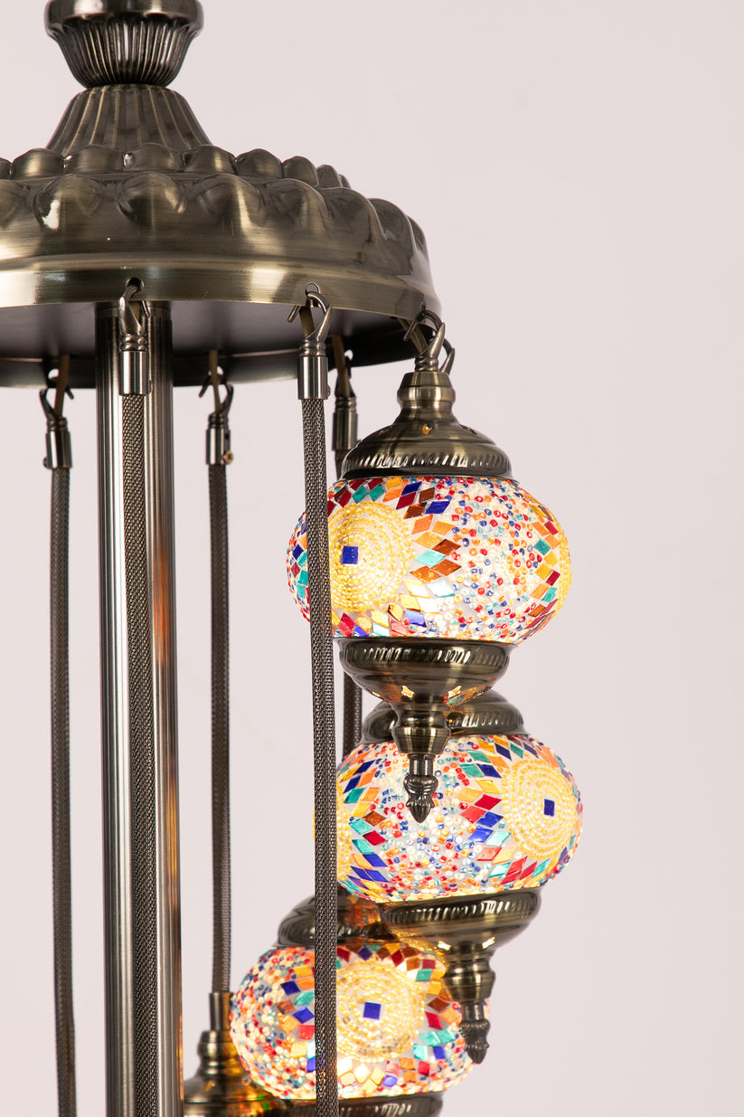 11 Globe Moroccan Floor Standing Lamp (Multicoloured Stars)