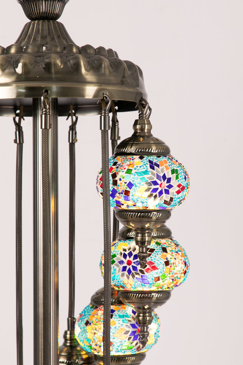 11 Globe Moroccan Floor Standing Lamp (Multicoloured Stars 2)