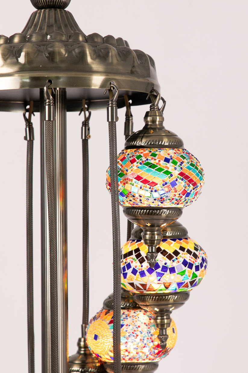 11 Globe Moroccan Floor Standing Lamp (Multicoloured Mixed)