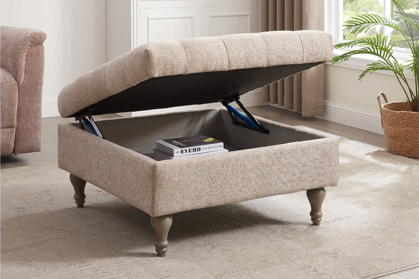 Abbott Storage Ottoman - Biscuit