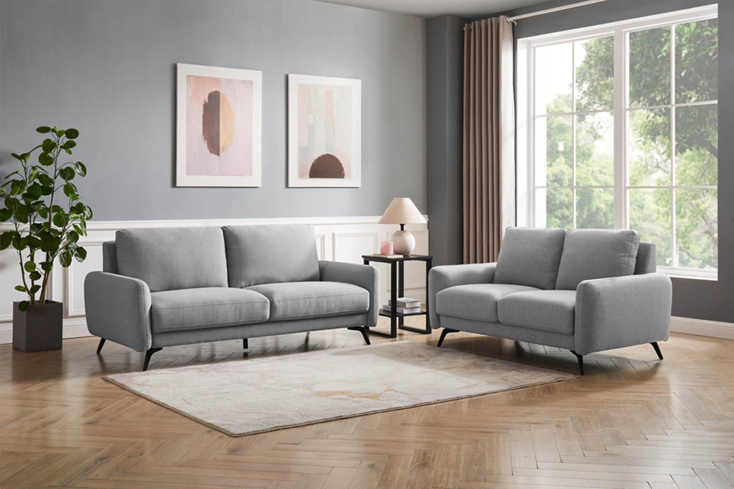 Barnaby Fixed 3 Seater - Grey