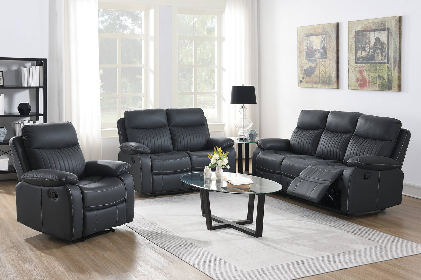 Barkley 3 Seater Manual Recliner - Dark Grey