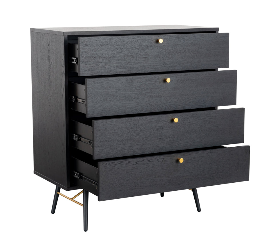 Barcelona 4 Drawer Chest of Drawers - Black