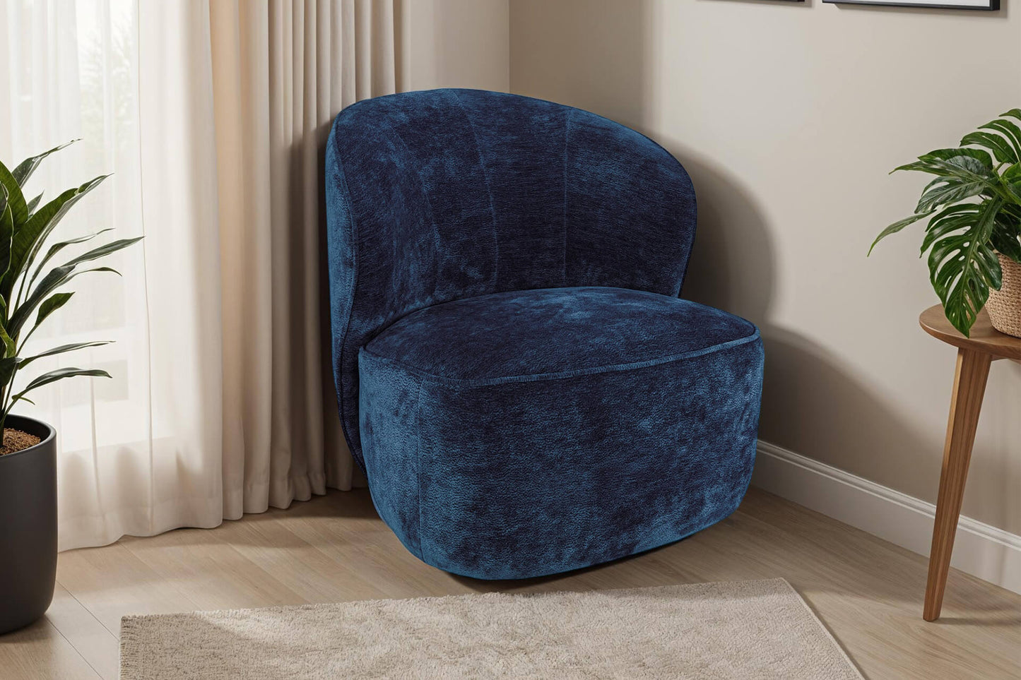 Edie Swivel Accent Chair - Blue