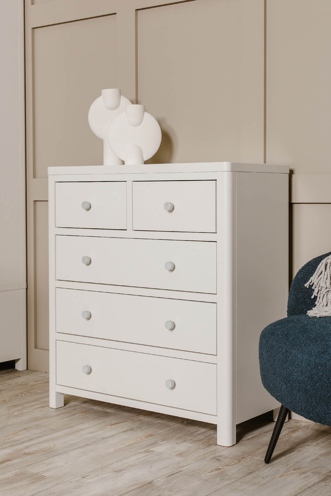 Freya Tall 5 Drawer Chest - Natural