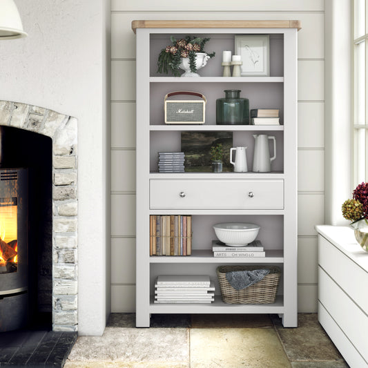 Salcombe Large Bookcase - Stone