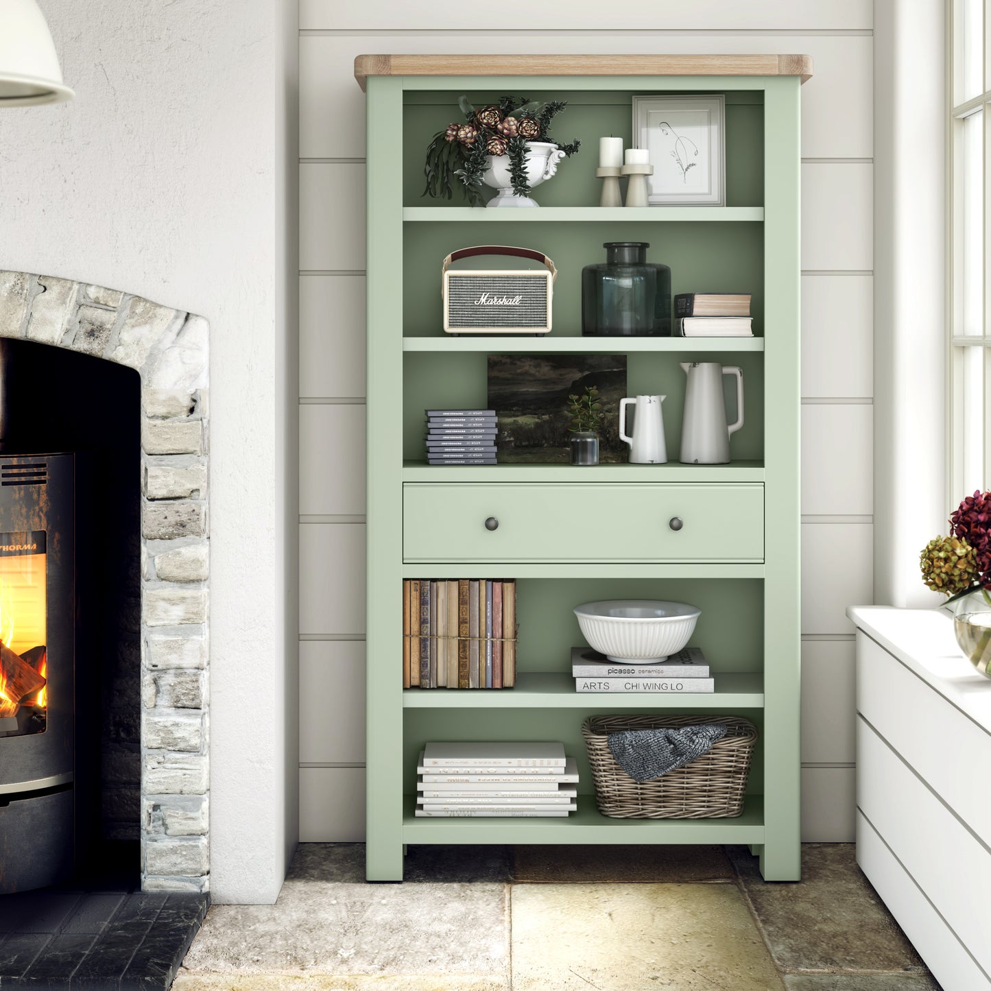 Salcombe Large Bookcase - Sage