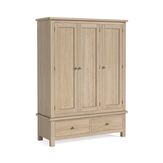 Modern Country Triple Wardrobe - Oak