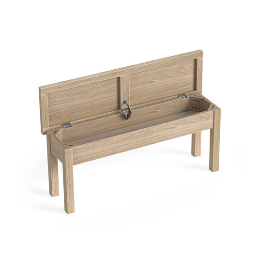 Shallow Storage Bench - Oak