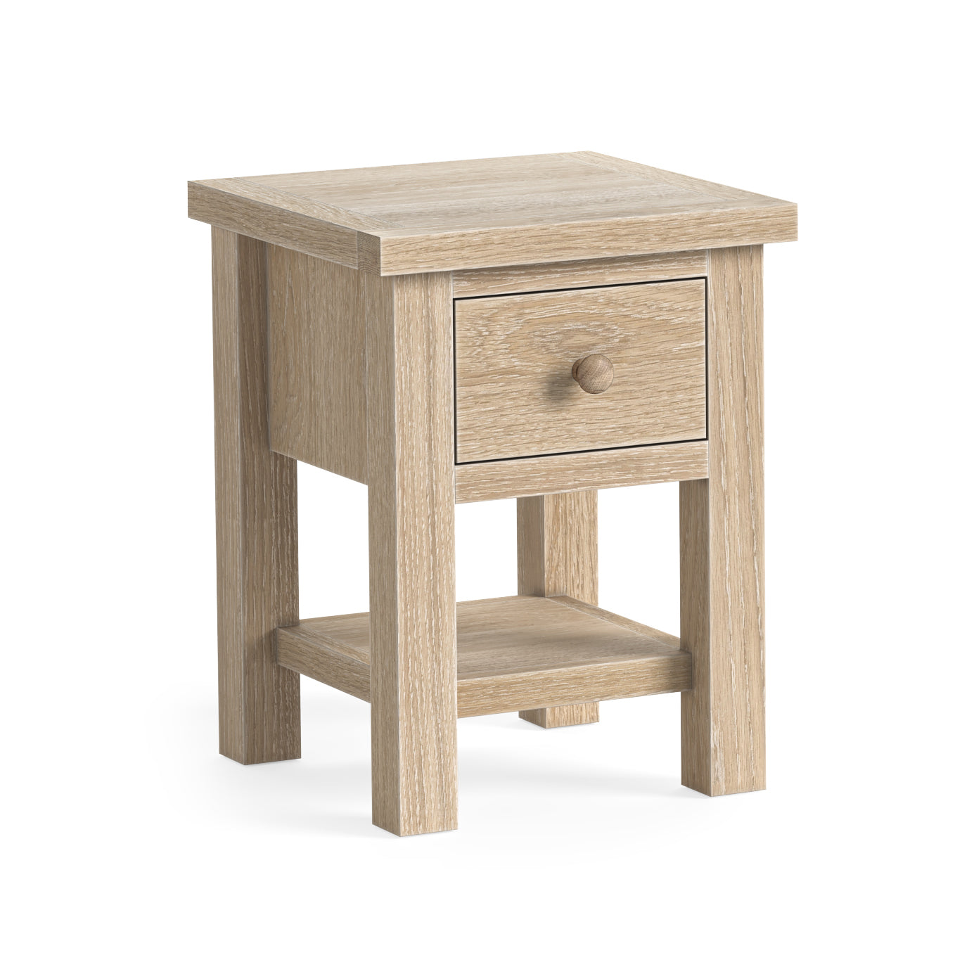 Modern Country Lamp Table with Shelf - Oak