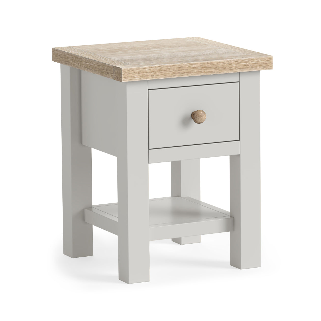 Modern Country Lamp Table with Shelf - Grey