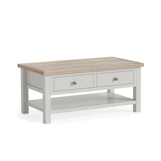 Modern Country Coffee Table with Shelf - Grey