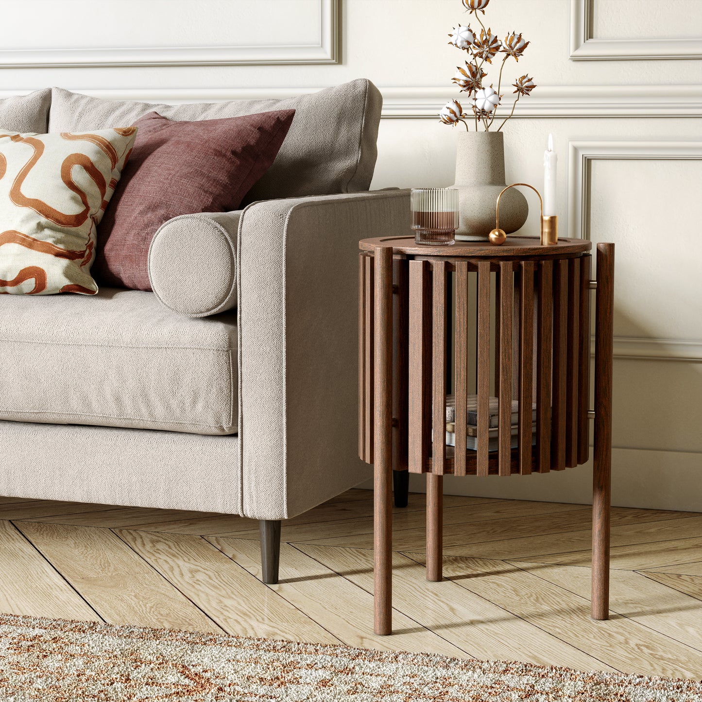 Soho Story Side Table With Door - Brown