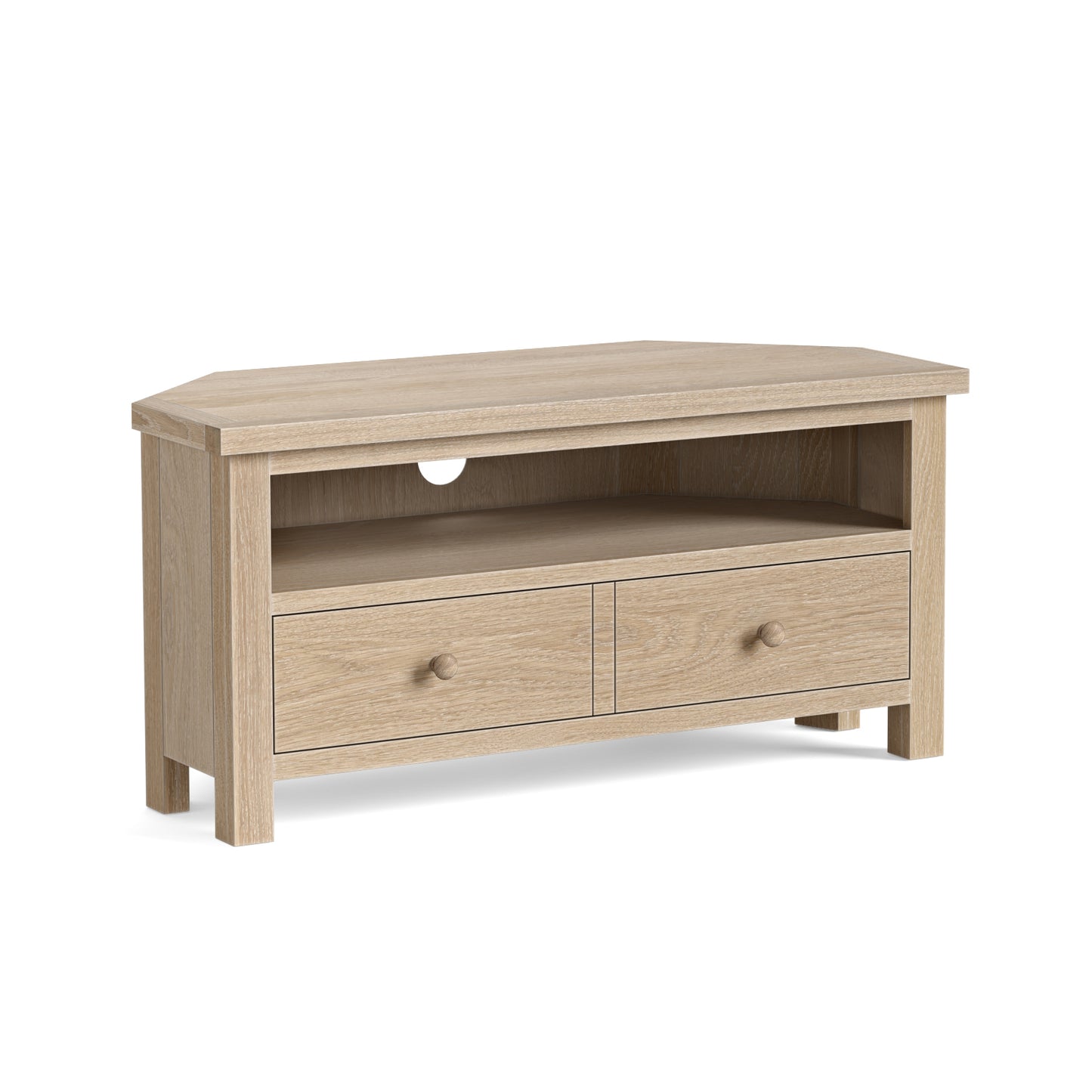 Modern Country Corner TV Unit - Oak