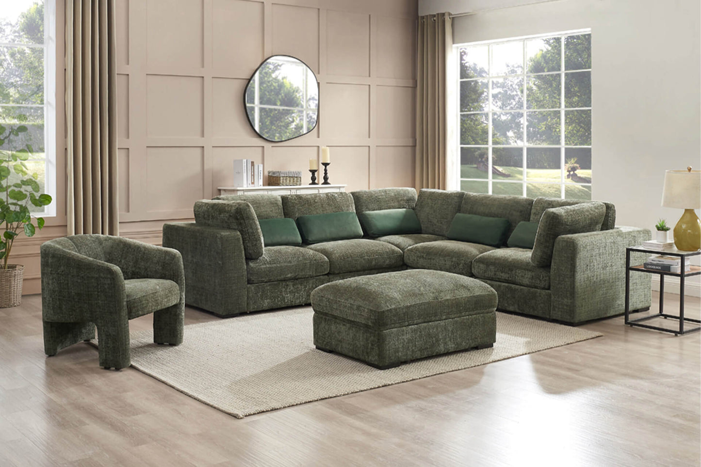 Stacey Armless Sectional - Green