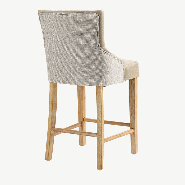 Jenna Bar Stool - Mink PU with Natural Chenille