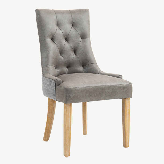 Jenna Chair - Steel PU with Mid Grey Chenille