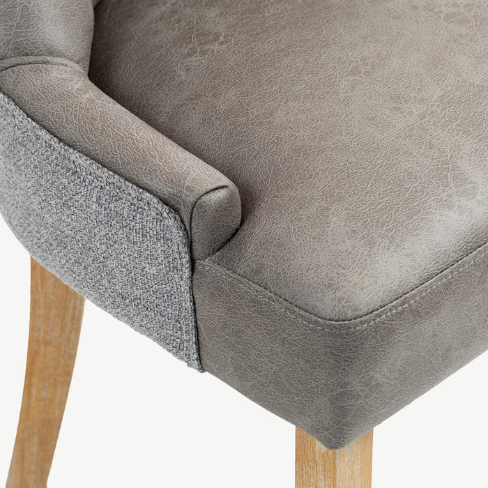 Jenna Chair - Steel PU with Mid Grey Chenille