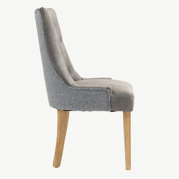 Jenna Chair - Steel PU with Mid Grey Chenille