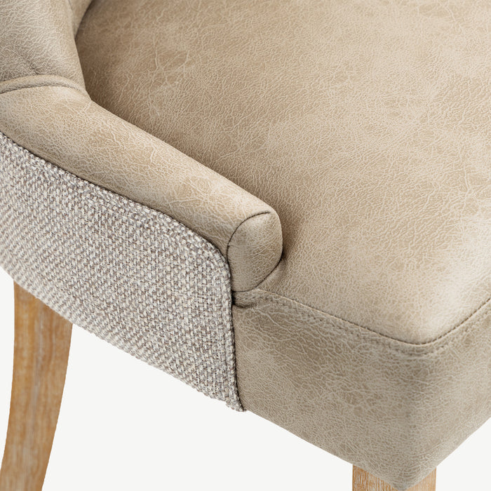 Jenna Chair - Mink PU with Natural Chenille