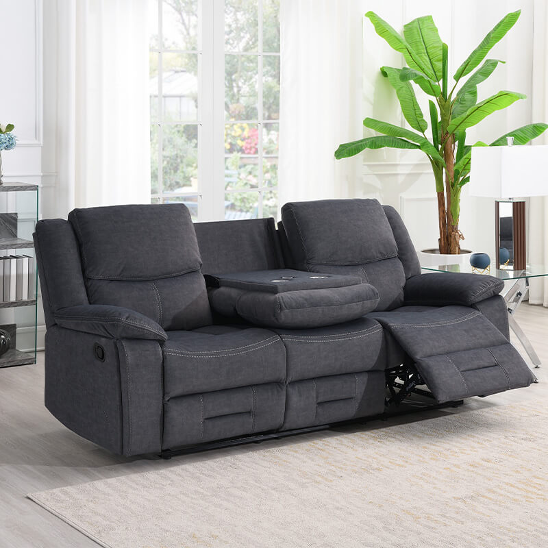 Klayton 3 Seater Manual Recliner - Charcoal