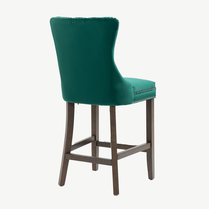 Kacey Barstool - Green Velvet - Antique Leg