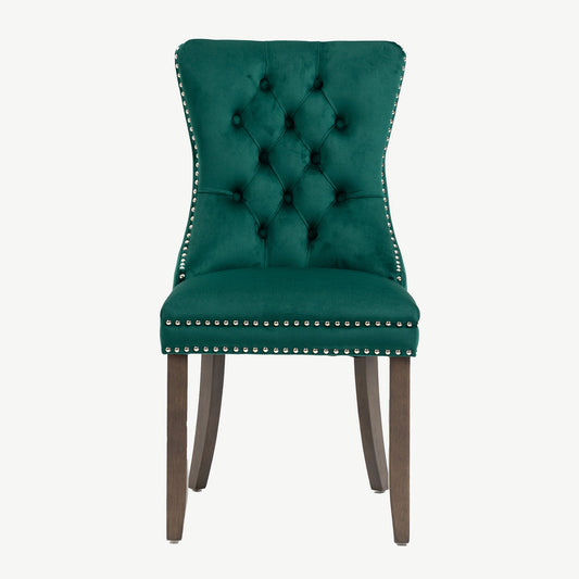 Kacey Chair - Green Velvet - Antique Leg