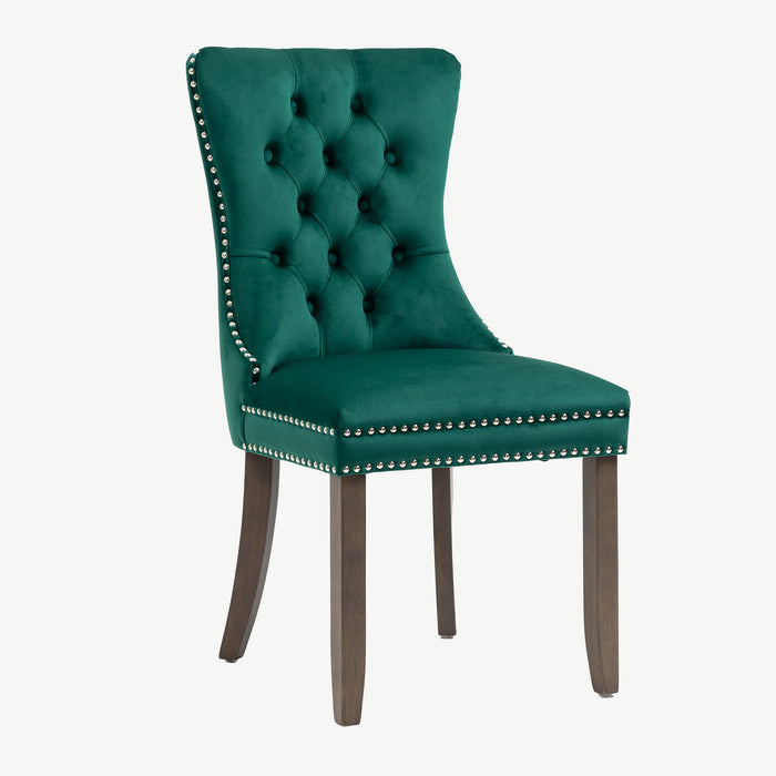 Kacey Chair - Green Velvet - Antique Leg