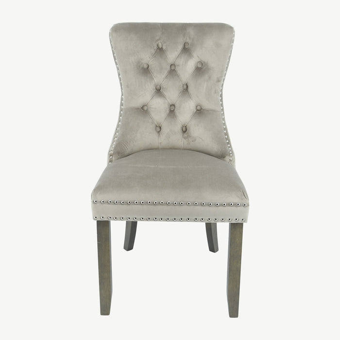 Kacey Chair - Mink Velvet - Antique Leg