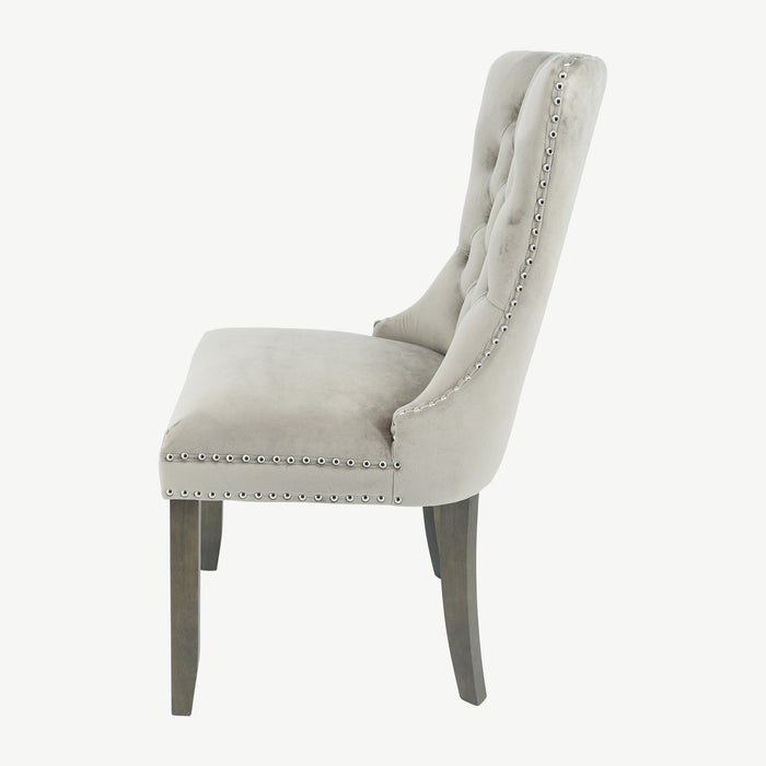 Kacey Chair - Mink Velvet - Antique Leg