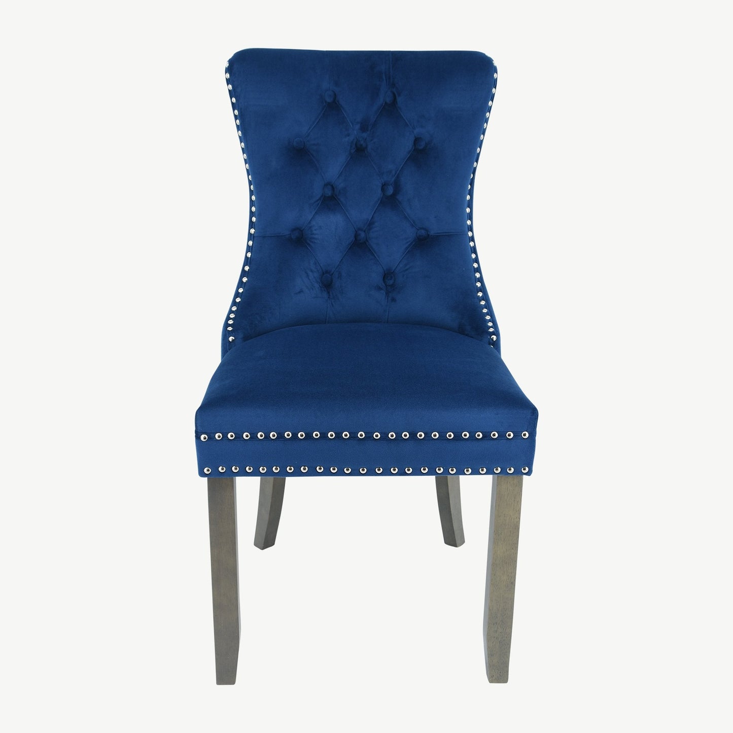 Kacey Chair - Navy Velvet - Antique Leg