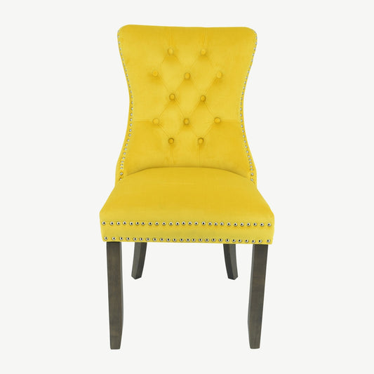 Kacey Chair - Gold Velvet - Antique Leg