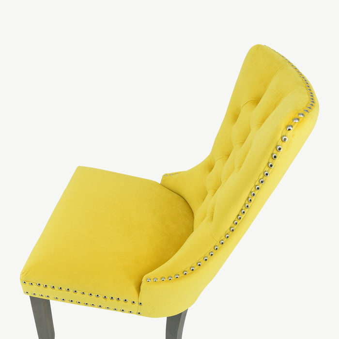 Kacey Chair - Gold Velvet - Antique Leg