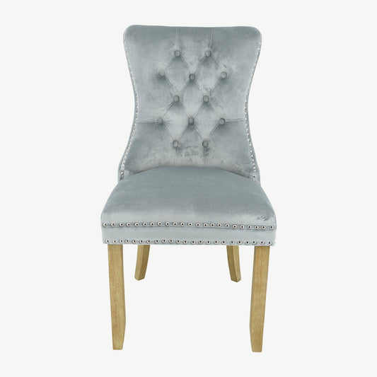 Kacey Chair - Grey Velvet - Brushed Leg