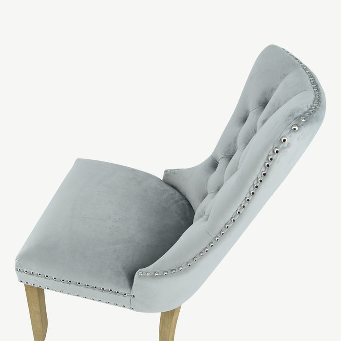Kacey Chair - Grey Velvet - Brushed Leg